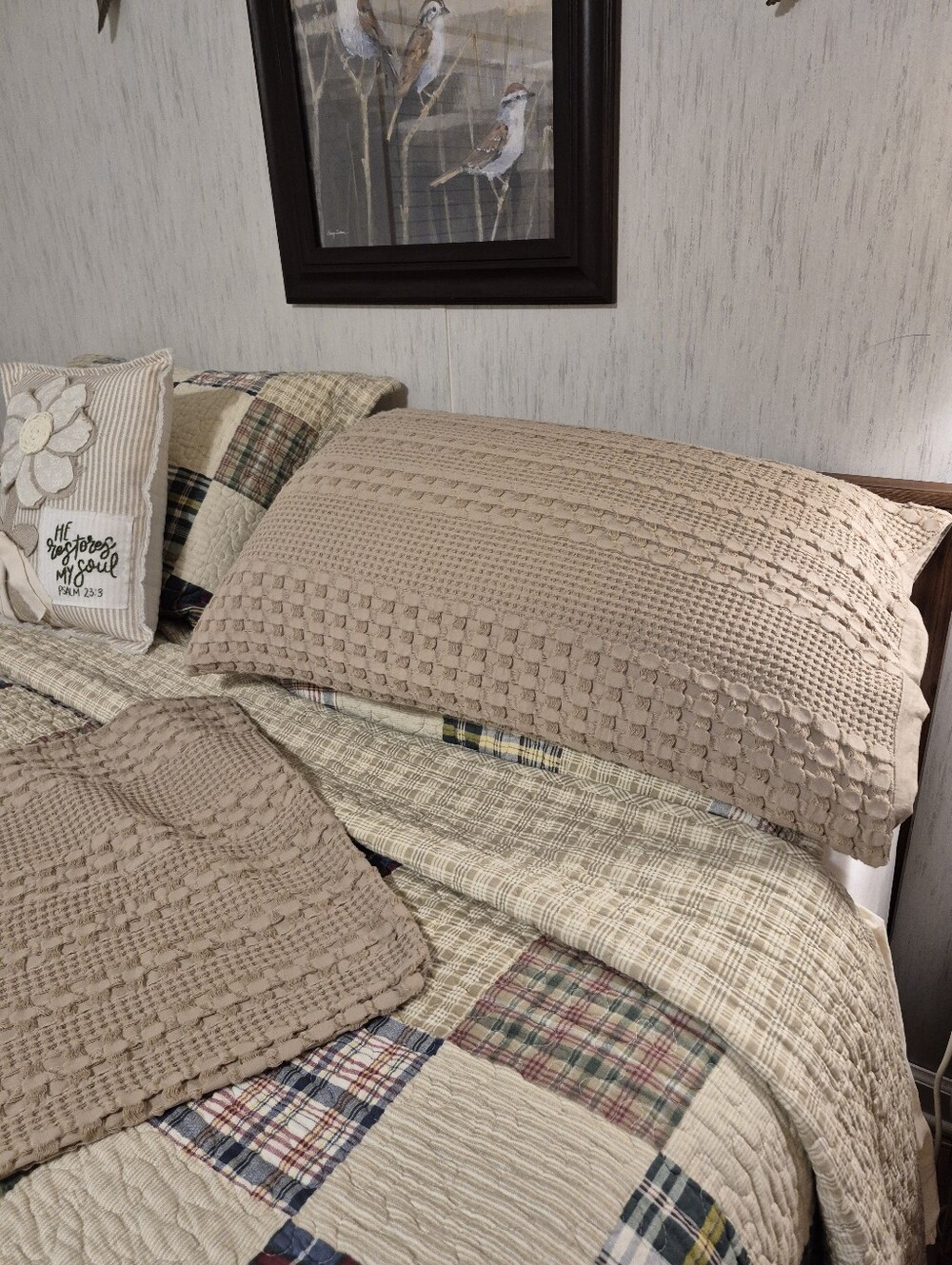 Oatmeal Waffle Pillow Shams - Standard Size 20"x26"